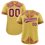 Custom Old Gold Crimson Baroque Style Personalized Baseball Jersey