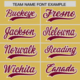 Custom Old Gold Crimson Baroque Style Personalized Baseball Jersey