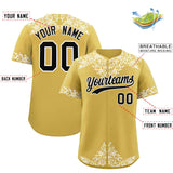 Custom Old Gold White Baroque Style Personalized Baseball Jersey