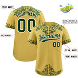 Custom Old Gold Green Baroque Style Personalized Baseball Jersey
