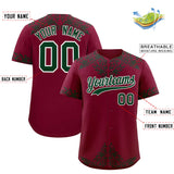 Custom Crimson Green Baroque Style Personalized Baseball Jersey