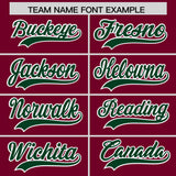 Custom Crimson Green Baroque Style Personalized Baseball Jersey