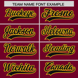 Custom Crimson Yellow Baroque Style Personalized Baseball Jersey