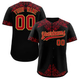 Custom Black Red Baroque Style Personalized Baseball Jersey