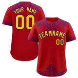 Custom Red Purple Baroque Style Personalized Baseball Jersey