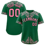 Custom Kelly Green Light Pink Baroque Style Personalized Baseball Jersey