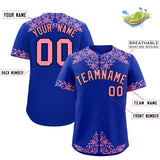 Custom Royal Light Pink Baroque Style Personalized Baseball Jersey