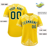 Custom Gold White Baroque Style Personalized Baseball Jersey