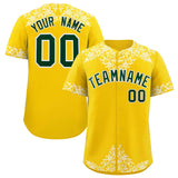 Custom Gold White Baroque Style Personalized Baseball Jersey