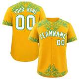 Custom Yellow Bright Green Baroque Style Personalized Baseball Jersey