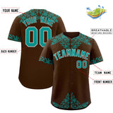 Custom Brown Teal Baroque Style Personalized Baseball Jersey