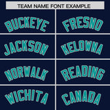 Custom Navy Teal Baroque Style Personalized Baseball Jersey