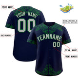 Custom Navy Kelly Green Baroque Style Personalized Baseball Jersey