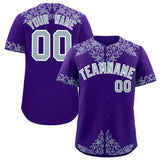 Custom Purple Silver Baroque Style Personalized Baseball Jersey