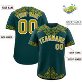 Custom Midnight Green Old Gold Baroque Style Personalized Baseball Jersey