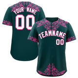 Custom Midnight Green Pink Baroque Style Personalized Baseball Jersey