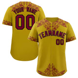 Custom Old Gold Crimson Baroque Style Personalized Baseball Jersey