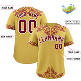 Custom Old Gold Crimson Baroque Style Personalized Baseball Jersey