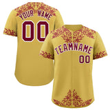 Custom Old Gold Crimson Baroque Style Personalized Baseball Jersey