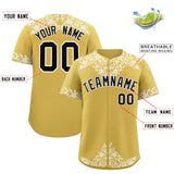 Custom Old Gold White Baroque Style Personalized Baseball Jersey