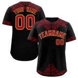 Custom Black Red Baroque Style Personalized Baseball Jersey