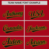 Custom Red Old Gold Baroque Style Personalized Baseball Jersey