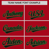 Custom Red Kelly Green Baroque Style Personalized Baseball Jersey
