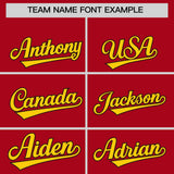 Custom Red Gold Baroque Style Personalized Baseball Jersey