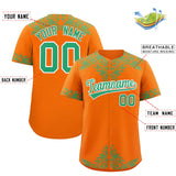 Custom Orange Bright Green Baroque Style Personalized Baseball Jersey