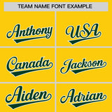 Custom Gold Green Baroque Style Personalized Baseball Jersey