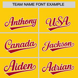 Custom Gold Red Baroque Style Personalized Baseball Jersey
