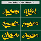 Custom Green Gold Baroque Style Personalized Baseball Jersey