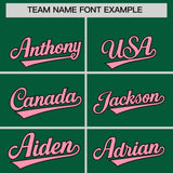 Custom Kelly Green Light Pink Baroque Style Personalized Baseball Jersey