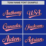 Custom Royal Light Pink Baroque Style Personalized Baseball Jersey