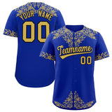 Custom Royal Old Gold Baroque Style Personalized Baseball Jersey