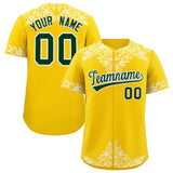 Custom Gold White Baroque Style Personalized Baseball Jersey