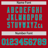 Custom Red Teal Baroque Style Personalized Baseball Jersey