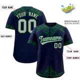 Custom Navy Kelly Green Baroque Style Personalized Baseball Jersey