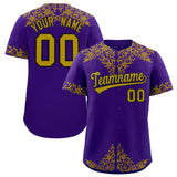 Custom Purple Old Gold Baroque Style Personalized Baseball Jersey