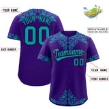 Custom Purple Aqua Baroque Style Personalized Baseball Jersey