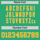 Custom Bright Green Gold Baroque Style Personalized Baseball Jersey