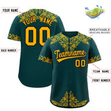 Custom Midnight Green Gold Baroque Style Personalized Baseball Jersey