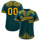 Custom Midnight Green Gold Baroque Style Personalized Baseball Jersey