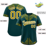 Custom Midnight Green Old Gold Baroque Style Personalized Baseball Jersey