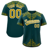 Custom Midnight Green Old Gold Baroque Style Personalized Baseball Jersey