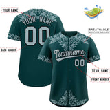 Custom Midnight Green Silver Baroque Style Personalized Baseball Jersey
