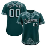Custom Midnight Green Silver Baroque Style Personalized Baseball Jersey
