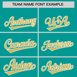 Custom Aqua Old Gold Baroque Style Personalized Baseball Jersey