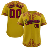 Custom Old Gold Crimson Baroque Style Personalized Baseball Jersey