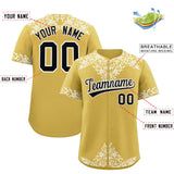 Custom Old Gold White Baroque Style Personalized Baseball Jersey